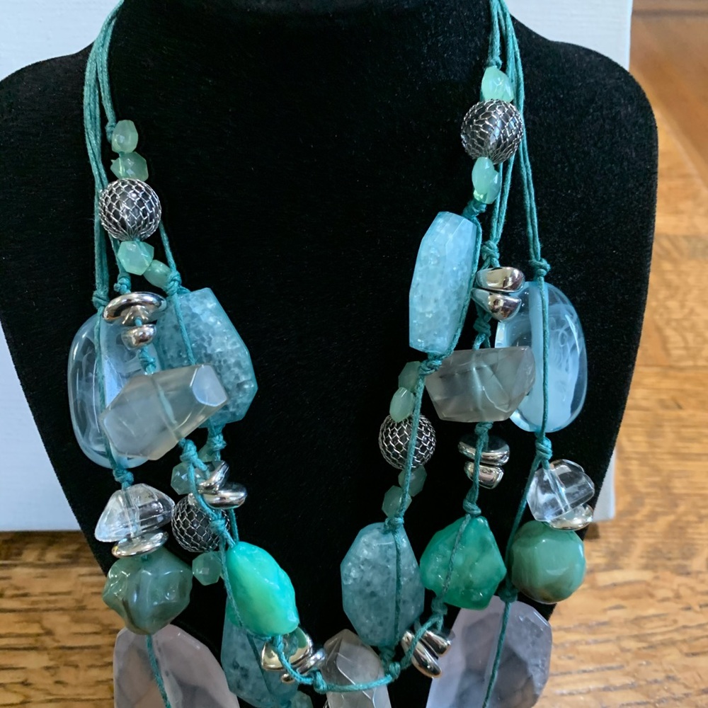 Treska Chunky Boho Summer Blue Statement Necklace